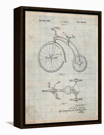 PP1114-Antique Grid Parchment Tricycle Patent Poster-Cole Borders-Framed Premier Image Canvas