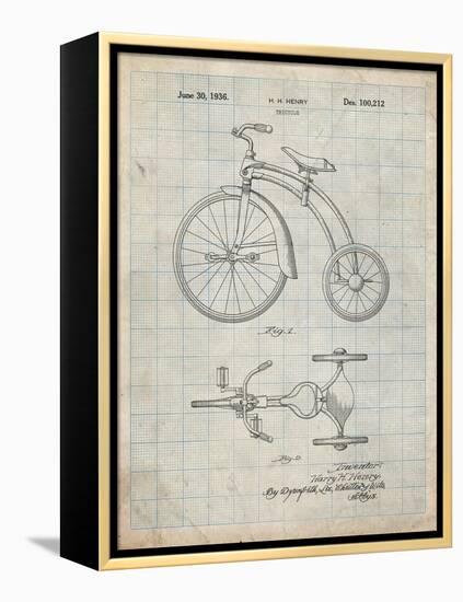 PP1114-Antique Grid Parchment Tricycle Patent Poster-Cole Borders-Framed Premier Image Canvas