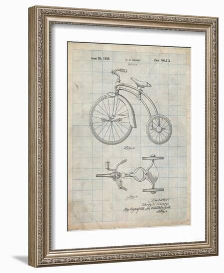 PP1114-Antique Grid Parchment Tricycle Patent Poster-Cole Borders-Framed Giclee Print