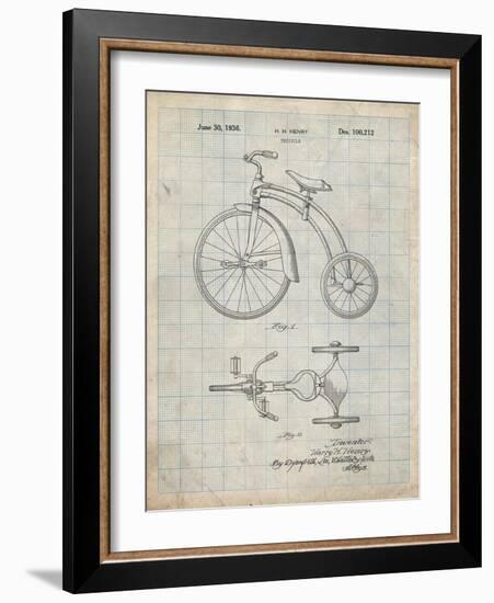 PP1114-Antique Grid Parchment Tricycle Patent Poster-Cole Borders-Framed Giclee Print