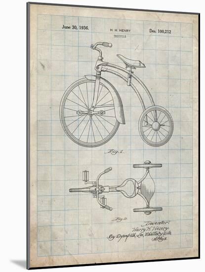 PP1114-Antique Grid Parchment Tricycle Patent Poster-Cole Borders-Mounted Giclee Print