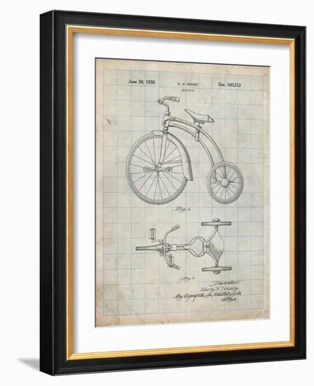 PP1114-Antique Grid Parchment Tricycle Patent Poster-Cole Borders-Framed Giclee Print