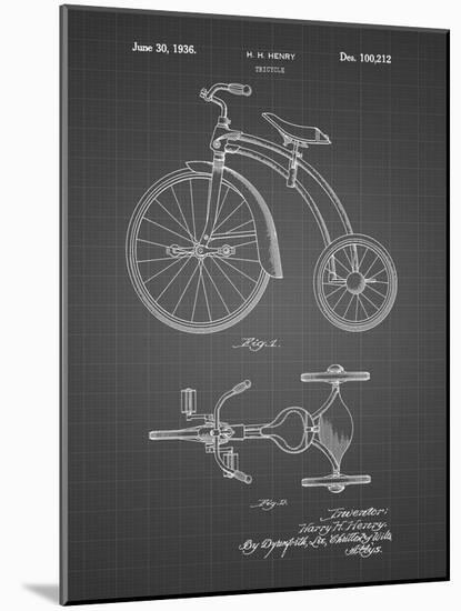 PP1114-Black Grid Tricycle Patent Poster-Cole Borders-Mounted Giclee Print