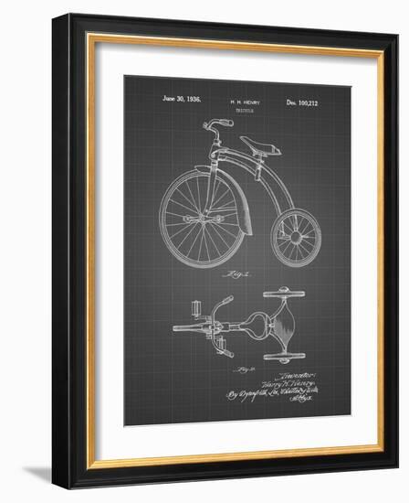 PP1114-Black Grid Tricycle Patent Poster-Cole Borders-Framed Giclee Print