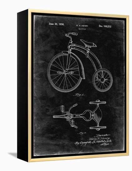 PP1114-Black Grunge Tricycle Patent Poster-Cole Borders-Framed Premier Image Canvas