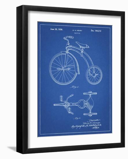 PP1114-Blueprint Tricycle Patent Poster-Cole Borders-Framed Giclee Print