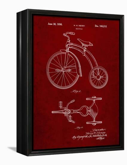 PP1114-Burgundy Tricycle Patent Poster-Cole Borders-Framed Premier Image Canvas