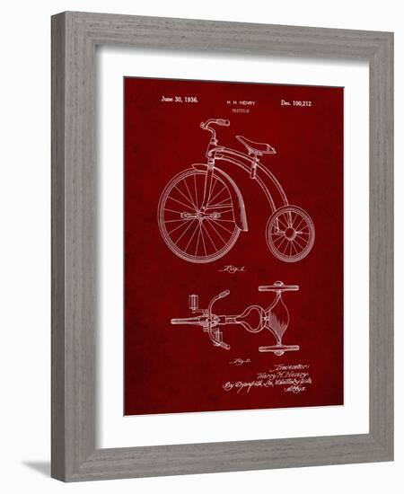 PP1114-Burgundy Tricycle Patent Poster-Cole Borders-Framed Giclee Print