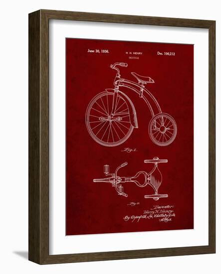 PP1114-Burgundy Tricycle Patent Poster-Cole Borders-Framed Giclee Print