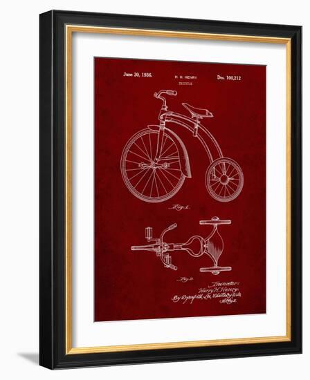 PP1114-Burgundy Tricycle Patent Poster-Cole Borders-Framed Giclee Print