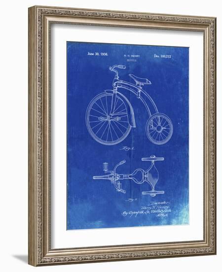 PP1114-Faded Blueprint Tricycle Patent Poster-Cole Borders-Framed Giclee Print