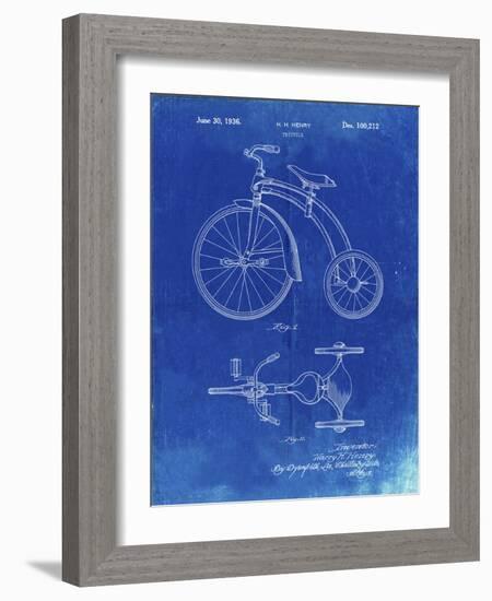 PP1114-Faded Blueprint Tricycle Patent Poster-Cole Borders-Framed Giclee Print