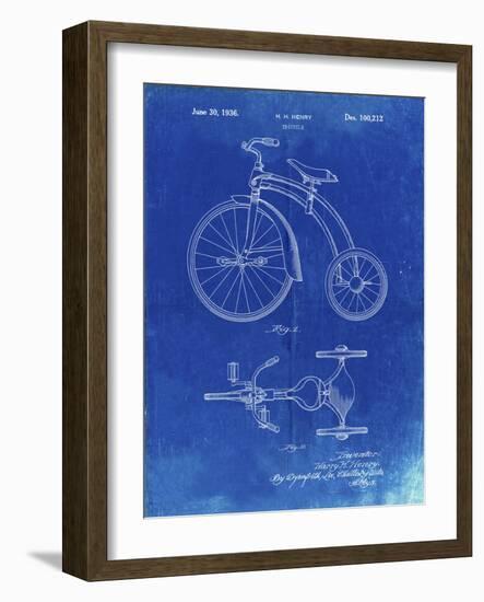 PP1114-Faded Blueprint Tricycle Patent Poster-Cole Borders-Framed Giclee Print