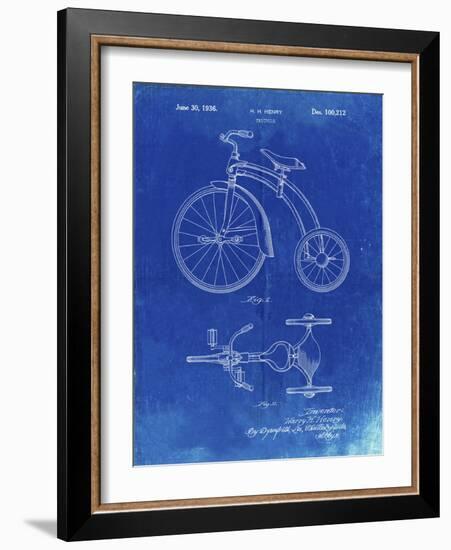 PP1114-Faded Blueprint Tricycle Patent Poster-Cole Borders-Framed Giclee Print