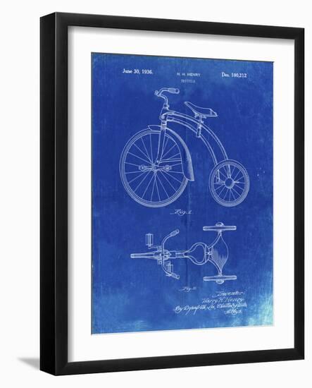 PP1114-Faded Blueprint Tricycle Patent Poster-Cole Borders-Framed Giclee Print