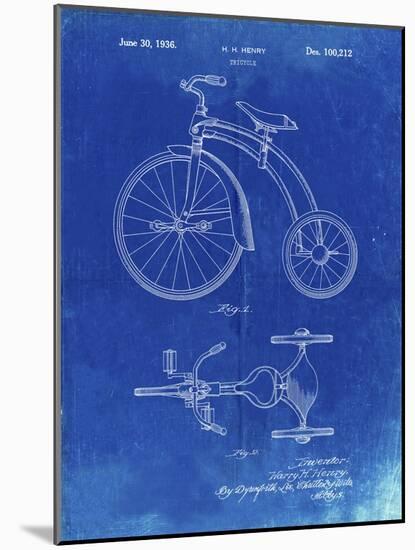 PP1114-Faded Blueprint Tricycle Patent Poster-Cole Borders-Mounted Giclee Print