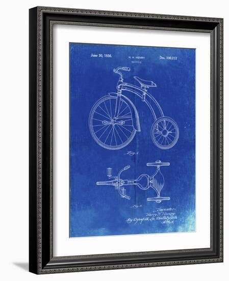 PP1114-Faded Blueprint Tricycle Patent Poster-Cole Borders-Framed Giclee Print