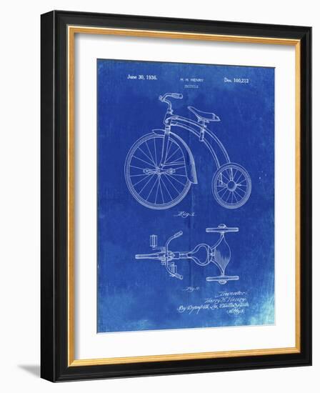 PP1114-Faded Blueprint Tricycle Patent Poster-Cole Borders-Framed Giclee Print