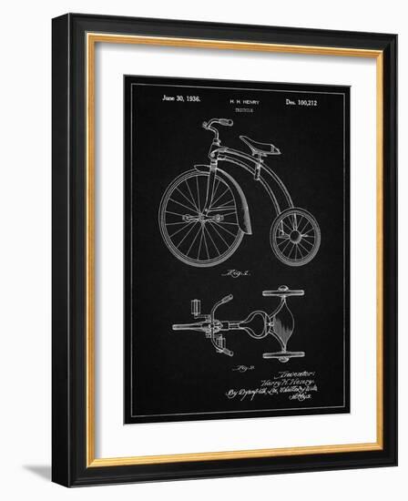 PP1114-Vintage Black Tricycle Patent Poster-Cole Borders-Framed Giclee Print