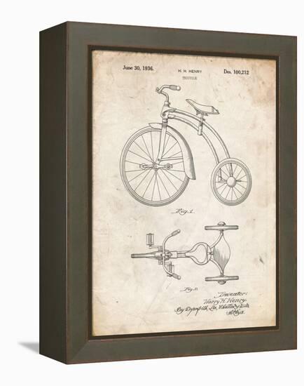 PP1114-Vintage Parchment Tricycle Patent Poster-Cole Borders-Framed Premier Image Canvas