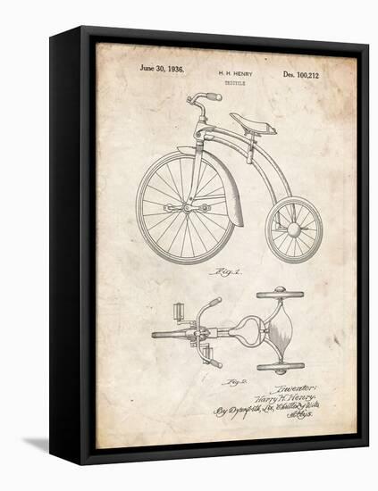 PP1114-Vintage Parchment Tricycle Patent Poster-Cole Borders-Framed Premier Image Canvas