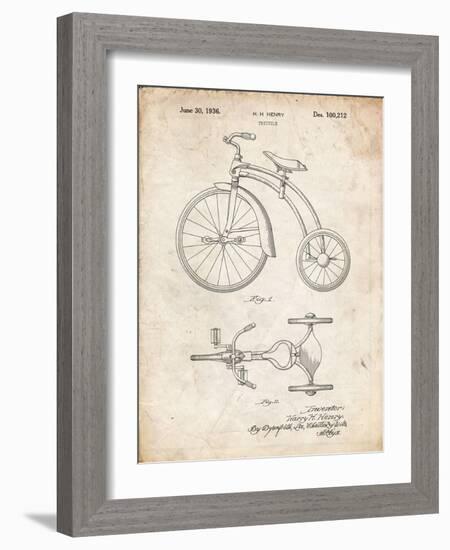 PP1114-Vintage Parchment Tricycle Patent Poster-Cole Borders-Framed Giclee Print