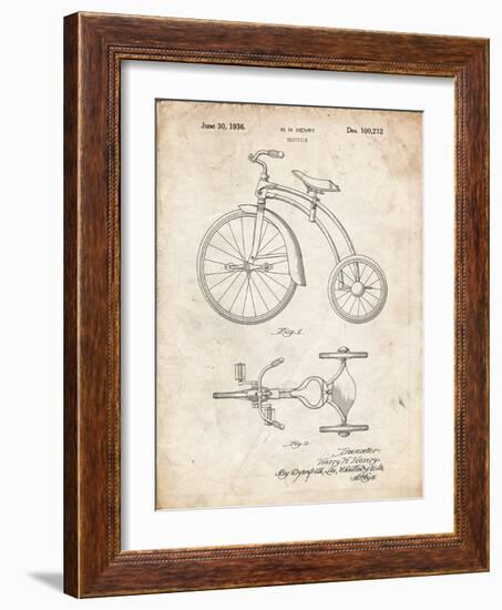 PP1114-Vintage Parchment Tricycle Patent Poster-Cole Borders-Framed Giclee Print