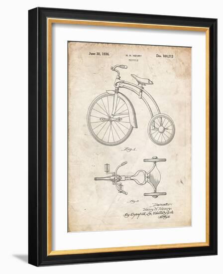 PP1114-Vintage Parchment Tricycle Patent Poster-Cole Borders-Framed Giclee Print