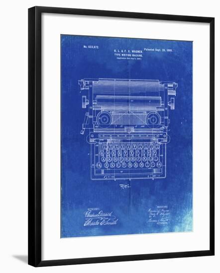 PP1118-Faded Blueprint Underwood Typewriter Patent Poster-Cole Borders-Framed Giclee Print