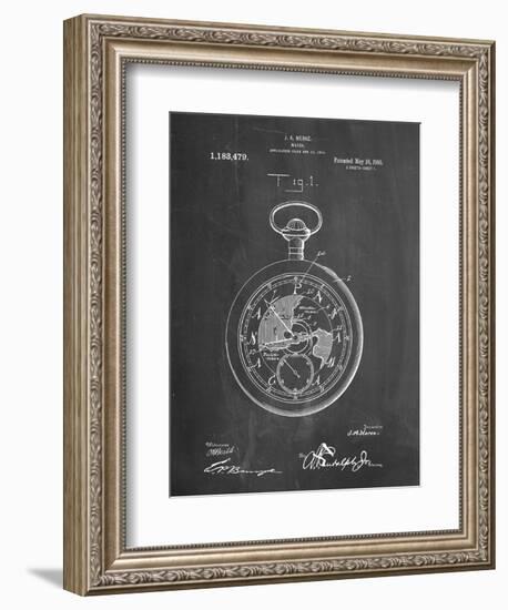 PP112-Chalkboard U.S. Watch Co. Pocket Watch Patent Poster-Cole Borders-Framed Giclee Print