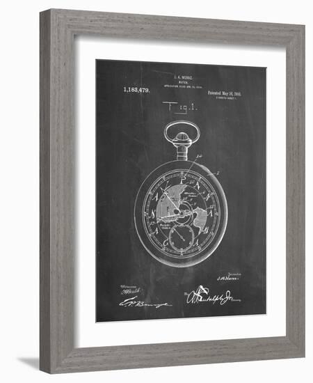 PP112-Chalkboard U.S. Watch Co. Pocket Watch Patent Poster-Cole Borders-Framed Giclee Print