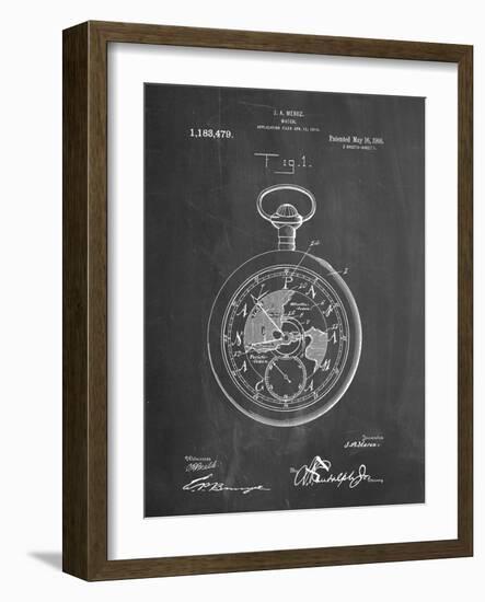 PP112-Chalkboard U.S. Watch Co. Pocket Watch Patent Poster-Cole Borders-Framed Giclee Print