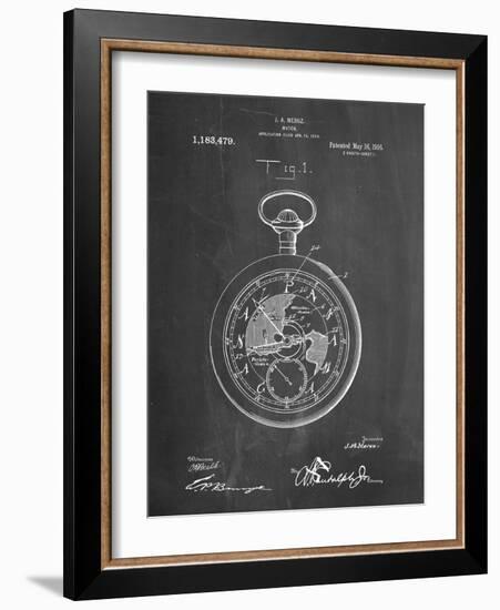 PP112-Chalkboard U.S. Watch Co. Pocket Watch Patent Poster-Cole Borders-Framed Giclee Print