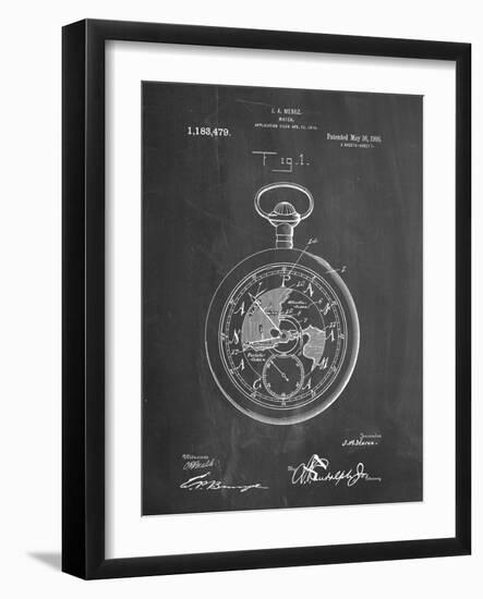 PP112-Chalkboard U.S. Watch Co. Pocket Watch Patent Poster-Cole Borders-Framed Giclee Print