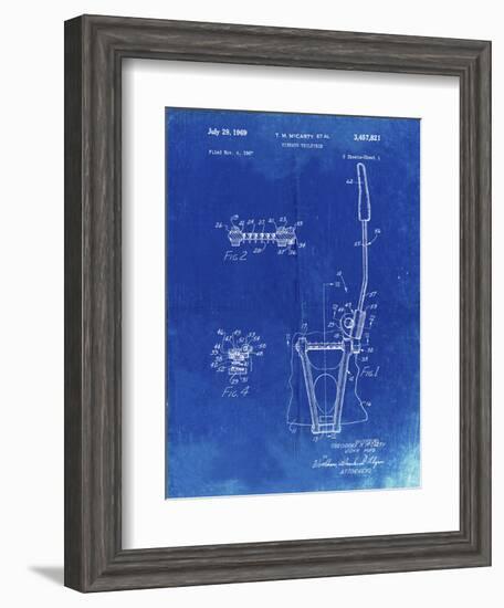 PP1122-Faded Blueprint Vibrato Tailpiece Patent Wall Art Poster-Cole Borders-Framed Giclee Print