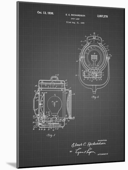 PP1123-Black Grid Vintage Movie Set Light Patent Poster-Cole Borders-Mounted Giclee Print