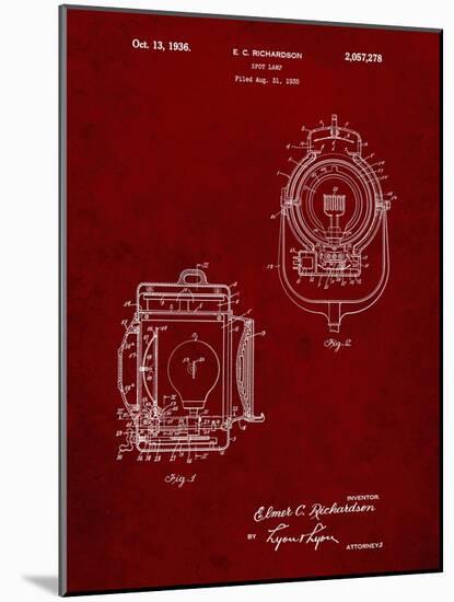 PP1123-Burgundy Vintage Movie Set Light Patent Poster-Cole Borders-Mounted Giclee Print