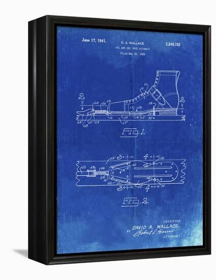 PP1124-Faded Blueprint Vintage Ski's Patent Poster-Cole Borders-Framed Premier Image Canvas