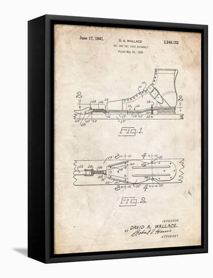 PP1124-Vintage Parchment Vintage Ski's Patent Poster-Cole Borders-Framed Premier Image Canvas