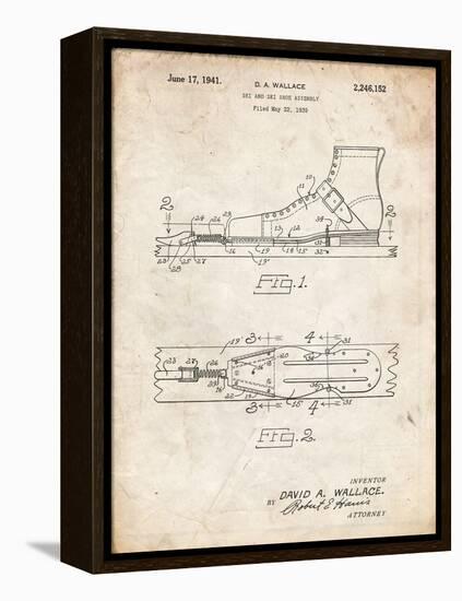 PP1124-Vintage Parchment Vintage Ski's Patent Poster-Cole Borders-Framed Premier Image Canvas