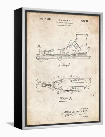 PP1124-Vintage Parchment Vintage Ski's Patent Poster-Cole Borders-Framed Premier Image Canvas