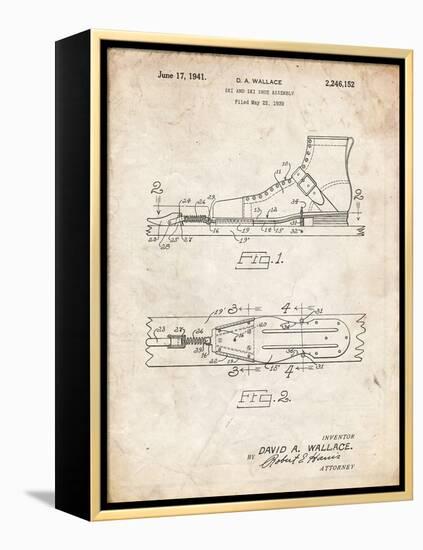 PP1124-Vintage Parchment Vintage Ski's Patent Poster-Cole Borders-Framed Premier Image Canvas