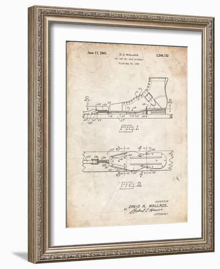 PP1124-Vintage Parchment Vintage Ski's Patent Poster-Cole Borders-Framed Giclee Print