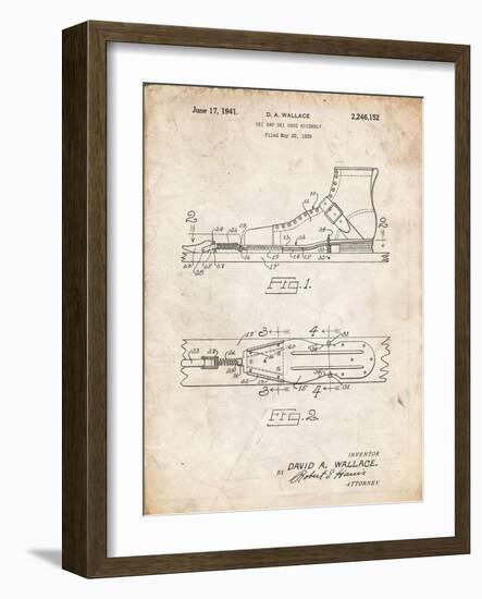 PP1124-Vintage Parchment Vintage Ski's Patent Poster-Cole Borders-Framed Giclee Print