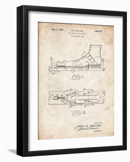 PP1124-Vintage Parchment Vintage Ski's Patent Poster-Cole Borders-Framed Giclee Print