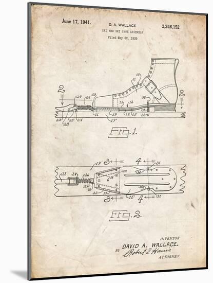 PP1124-Vintage Parchment Vintage Ski's Patent Poster-Cole Borders-Mounted Giclee Print