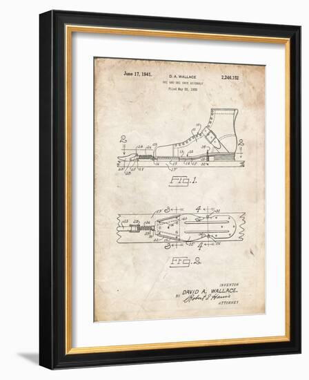 PP1124-Vintage Parchment Vintage Ski's Patent Poster-Cole Borders-Framed Giclee Print