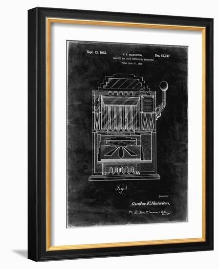 PP1125-Black Grunge Vintage Slot Machine 1932 Patent Poster-Cole Borders-Framed Giclee Print