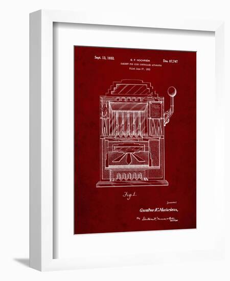 PP1125-Burgundy Vintage Slot Machine 1932 Patent Poster-Cole Borders-Framed Giclee Print