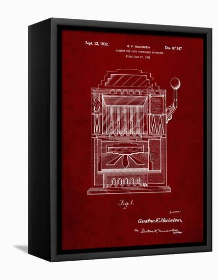 PP1125-Burgundy Vintage Slot Machine 1932 Patent Poster-Cole Borders-Framed Premier Image Canvas